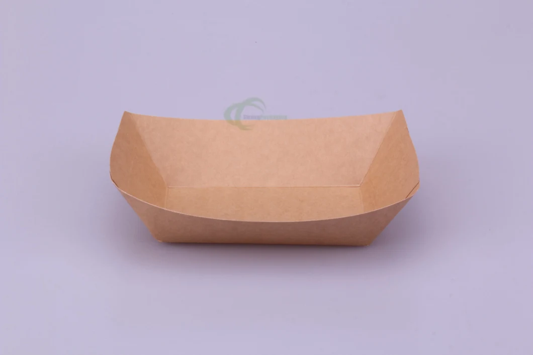 Disposable Kraft Cardboard Food Paper Tray Chips Box Food Take Way Box Boat Tray