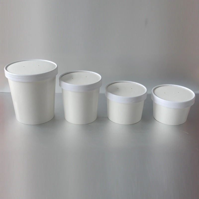 Biodegradable Composable Food Container Paper Soup Cup with Lid