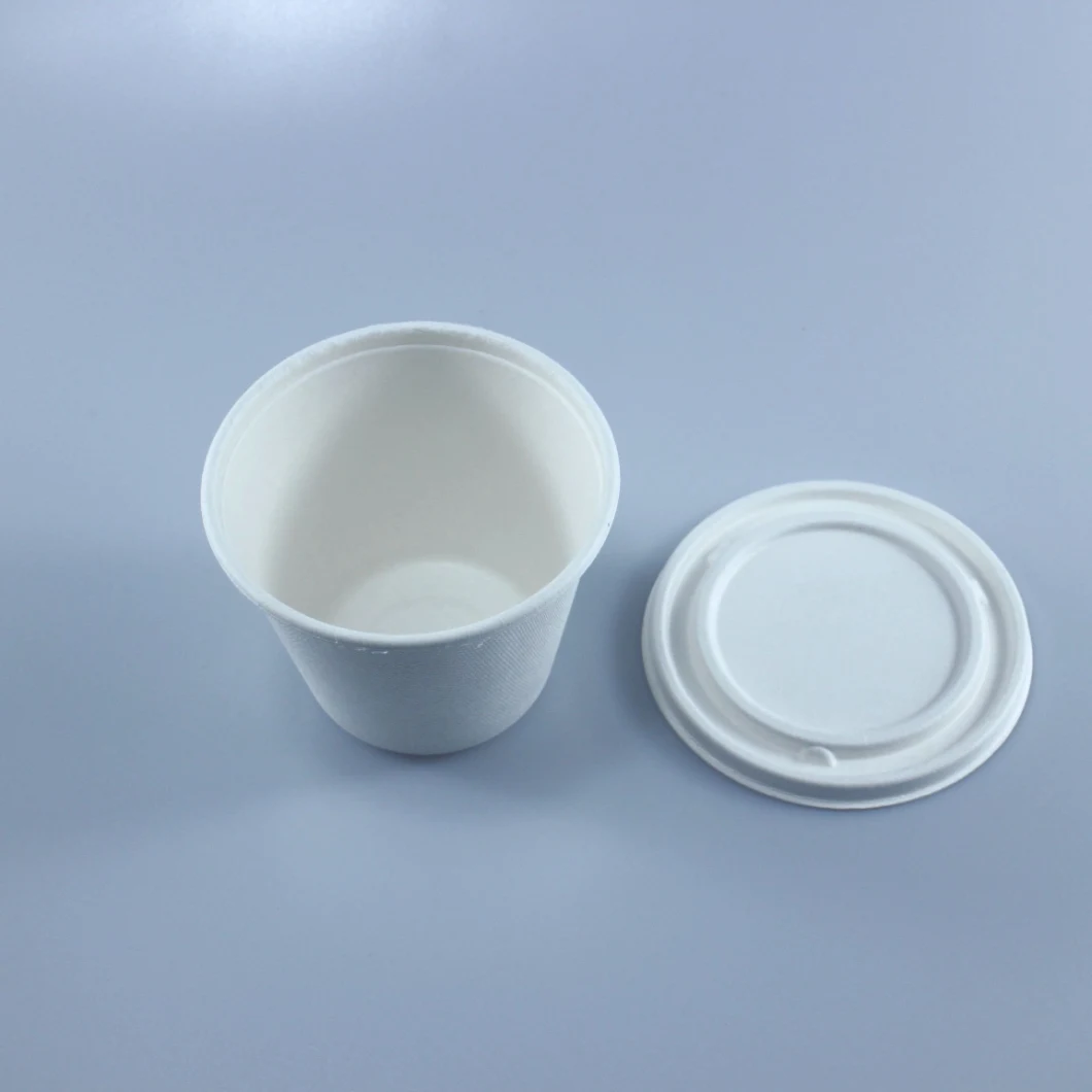 New Style 16oz Biodegradable Bagasse Disposable Pulp Paper Soup Cups and Lid