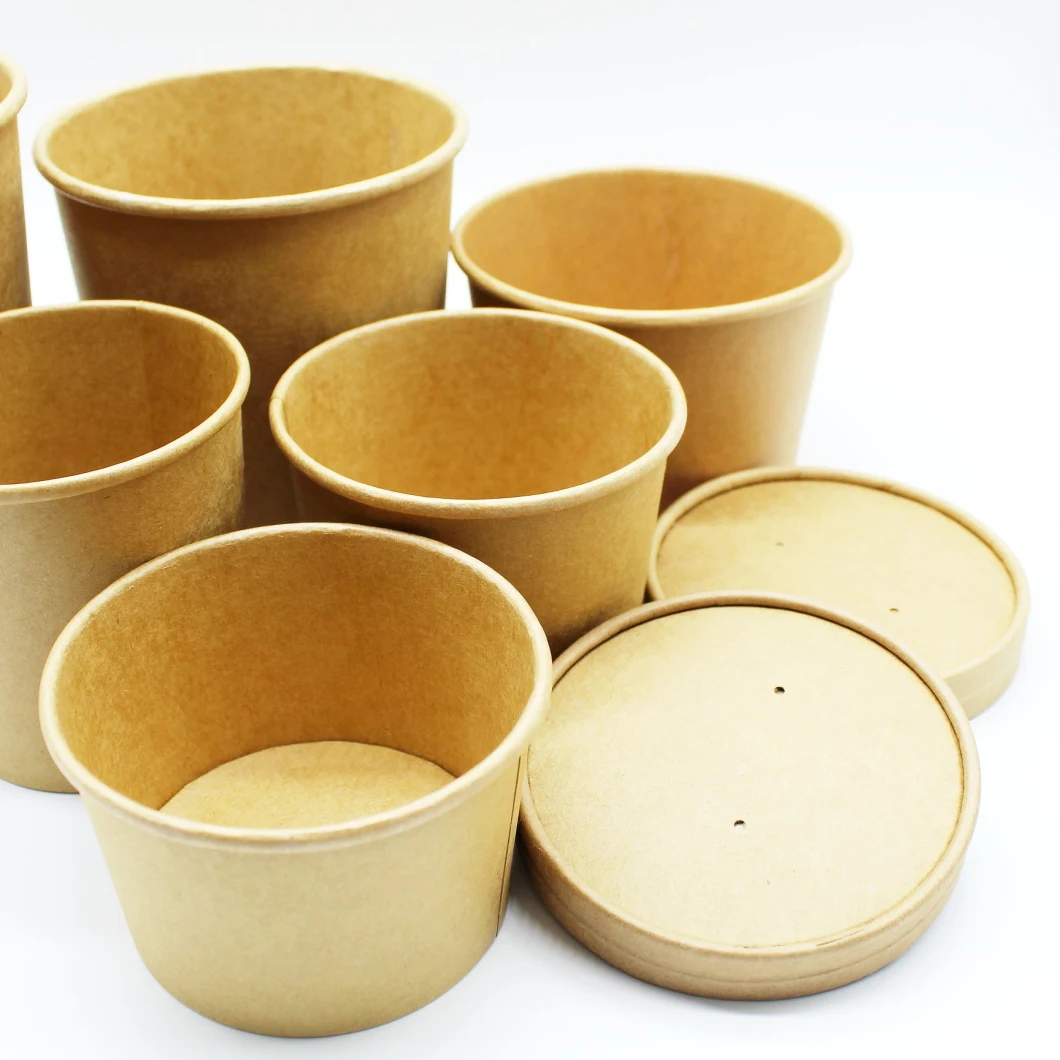 Compostable Eco-Friendly Biodegradable PLA Lined Kraft Paper Soup Cup