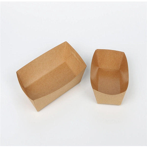 Biodegradable Boat Tray Greaseproof Kraft Paper Fast Food Snack Tray