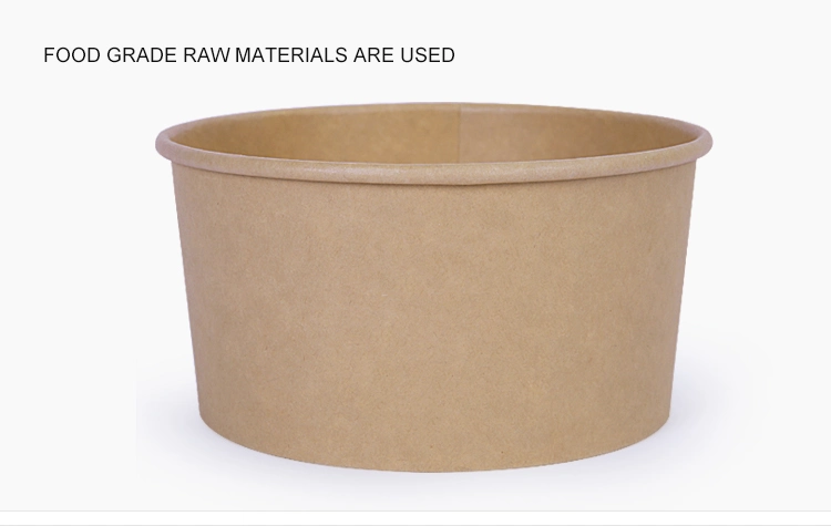 Customized Size Food Grade Disposable Kraft Paper Bowl for Fast Food Take Away Food Salad Cookies Fruits Vegetables