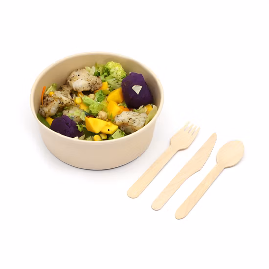 Papierschüssel für heiße Speisen, Salat, Suppe, Feinkost, Obst, mit Deckel, fettbeständig