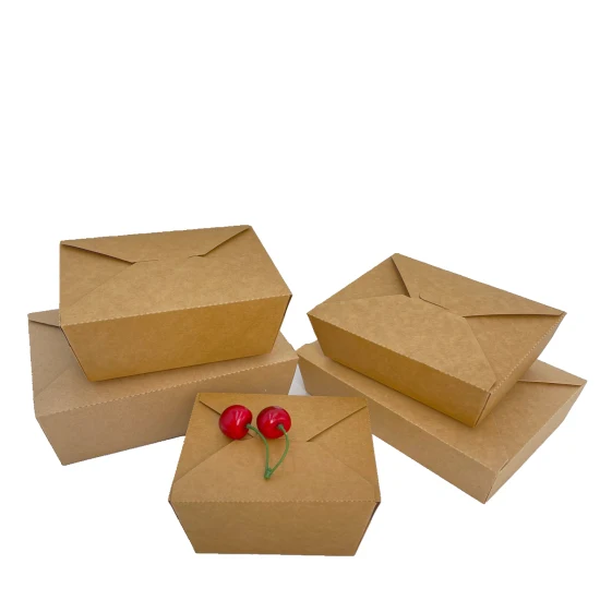Fast-Food-Verpackungsbehälter zum Mitnehmen, Salatbox, Restaurant, recycelte Einweg-Brotdosen aus braunem Kraftpapier mit Deckel