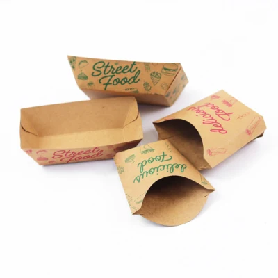 Take-Away-Verpackungsbox, Lebensmittel-Bootstablett, 230 g/m² Papier, wachsbeschichtetes Papier, 15–20 Tage Kraftpapier-Box
