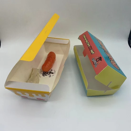 Umweltfreundliche Hotdog-Kraftpapier-Lebensmitteltabletts mit Logo