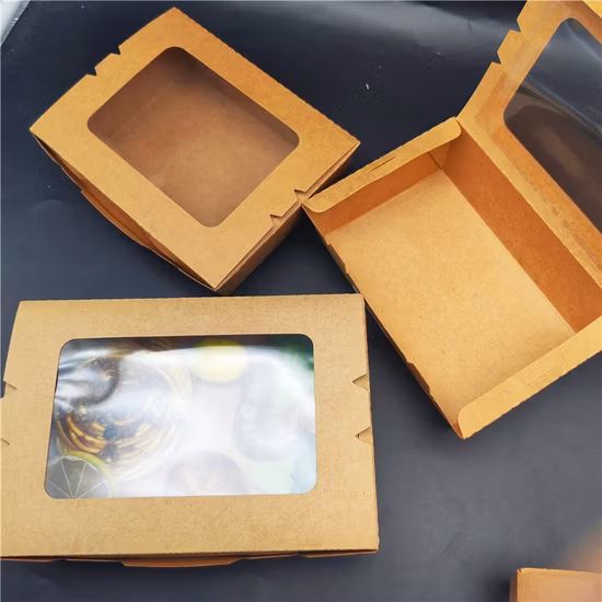 Einweg-Burger-Pommes-Frites-Salatschüssel zum Mitnehmen, Kraftpapier-Box, Mittagessen, Lebensmittelbehälter